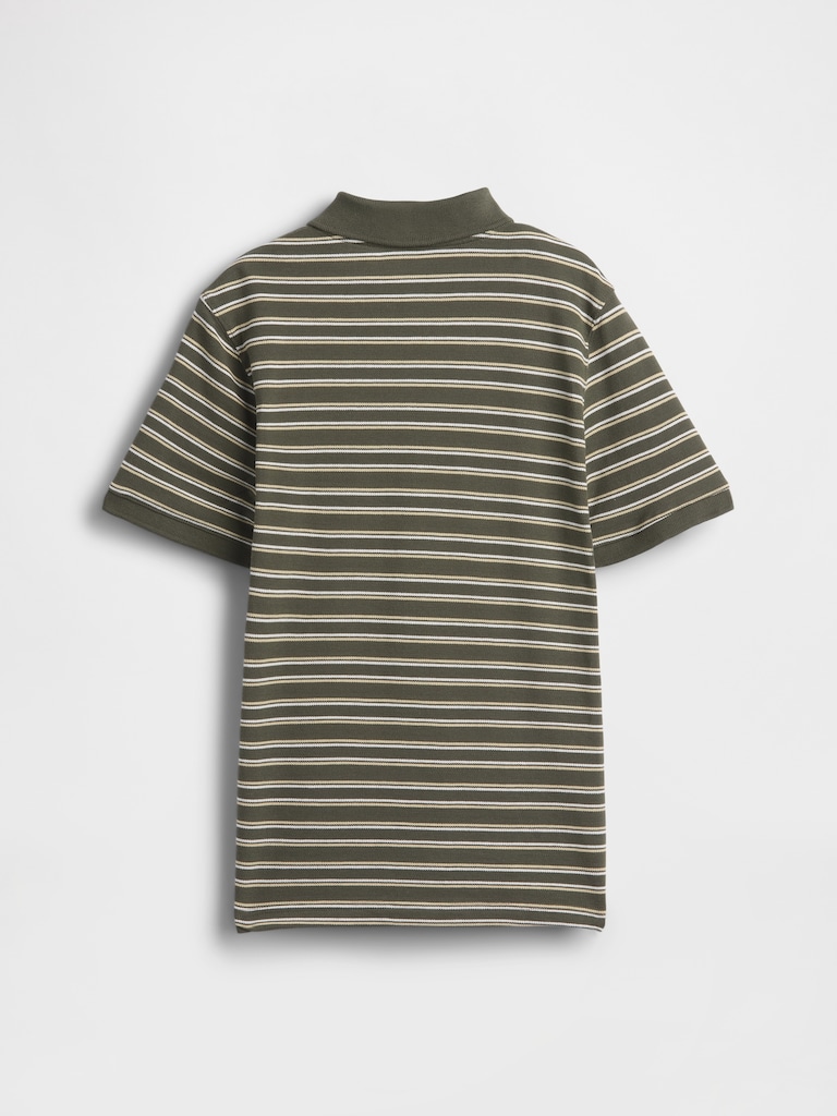 Kids Stripe Pique Polo Shirt