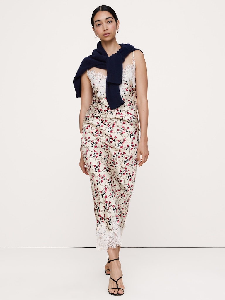 Stretch-Satin Lace-Trim Camisole