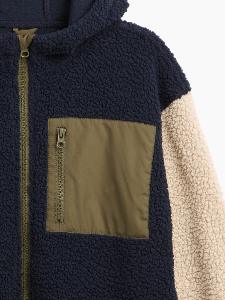 Kids Relaxed Colorblock Sherpa Hoodie