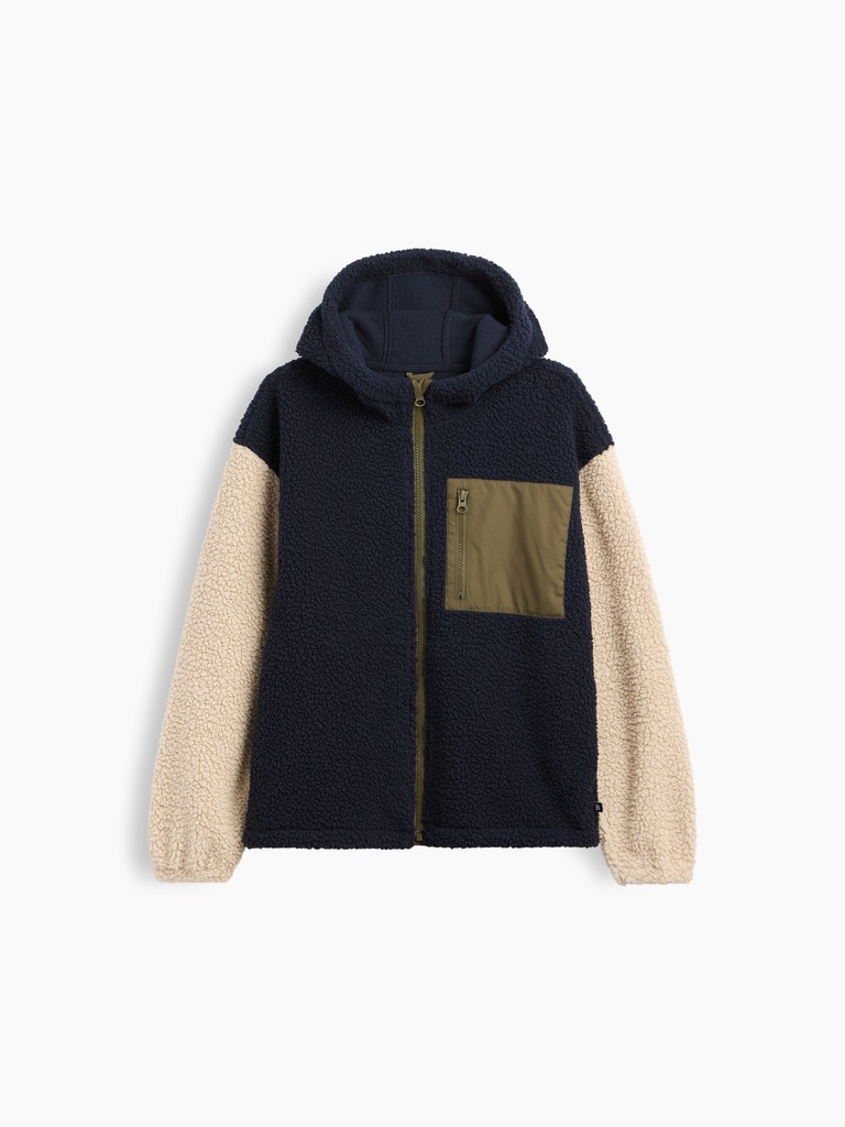 Kids Relaxed Colorblock Sherpa Hoodie