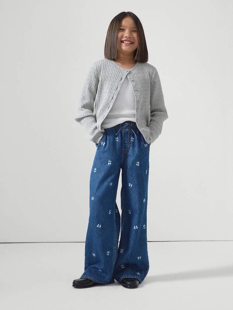 Kids Pull-On Wide Leg Jeans