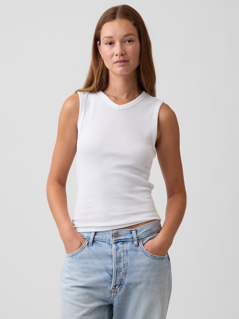 Modern Ribbed High-Neck Tank Top