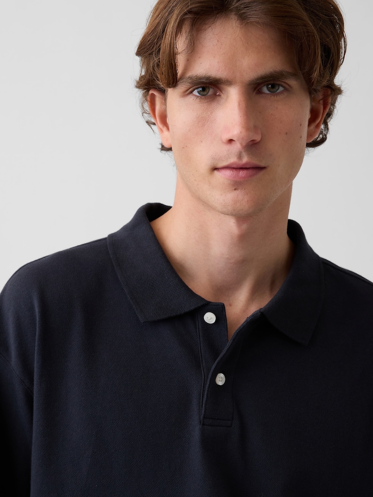 Oversized Pique Polo Shirt