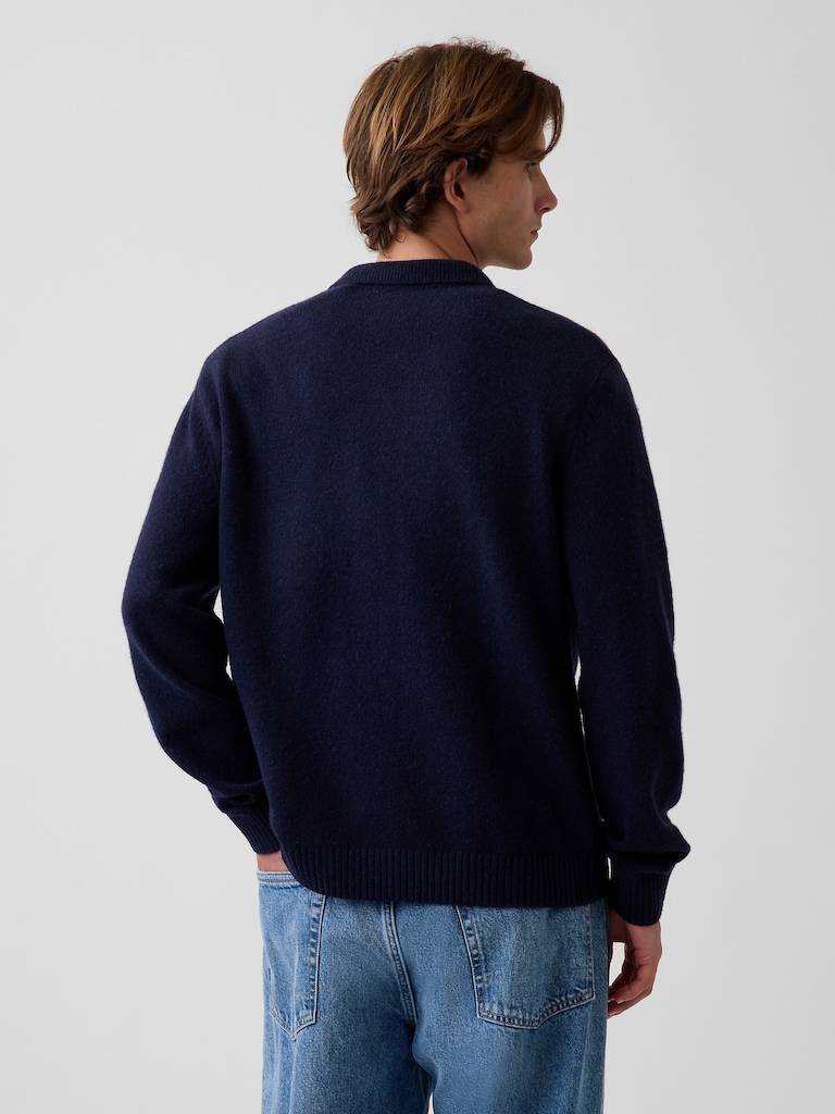 Relaxed Polo Cardigan Sweater