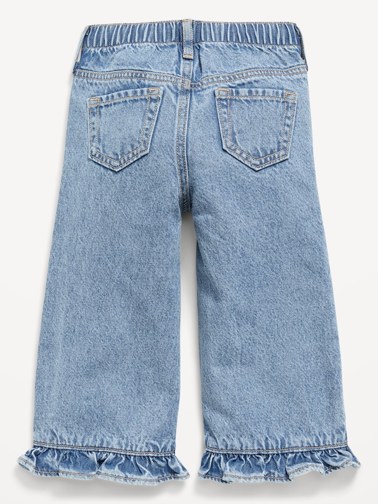 High-Waisted Super Baggy Ruffled Wide-Leg Jeans for Girls