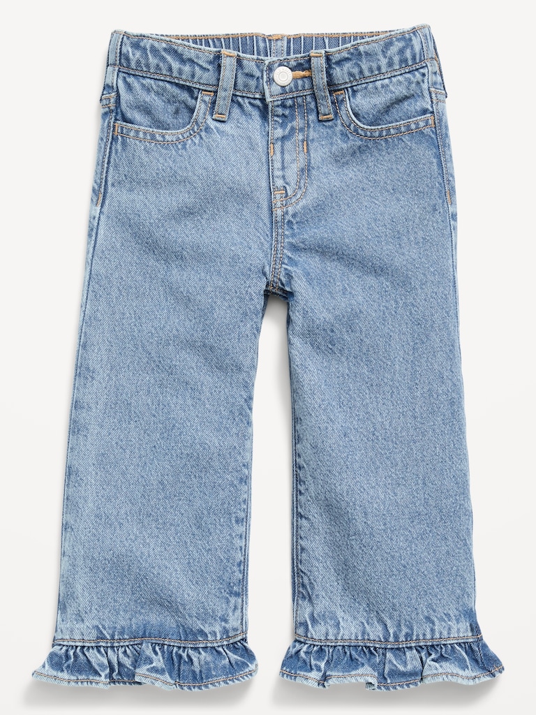 High-Waisted Super Baggy Ruffled Wide-Leg Jeans for Girls