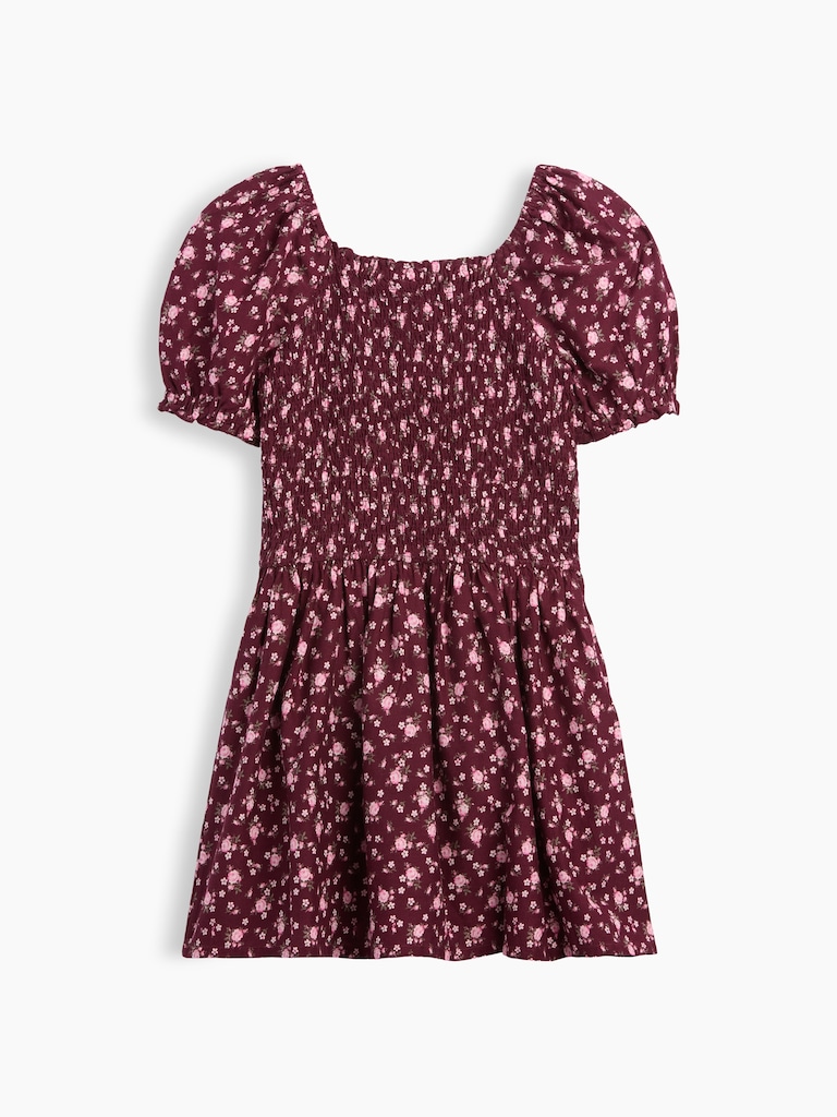 Kids Smocked Puff Sleeve Dress