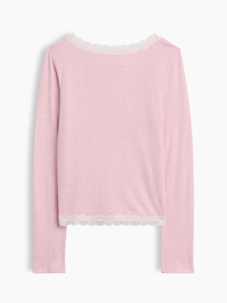 Kids Pointelle Lace-Trim Top