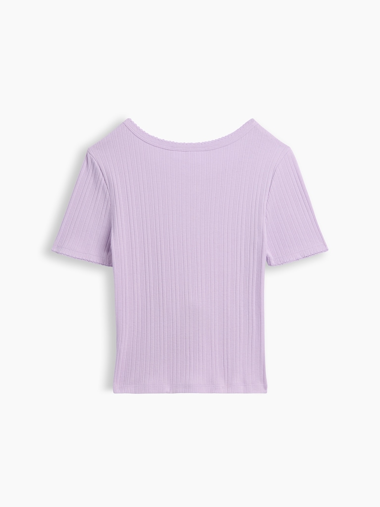 Kids Ribbed Button-Front Top