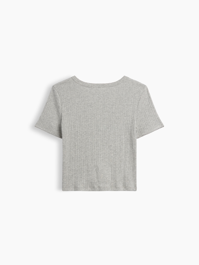 Kids Ribbed Button-Front Top