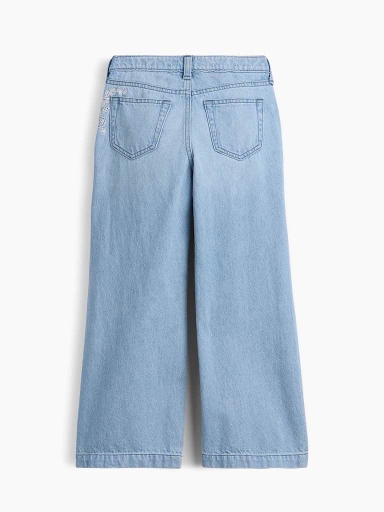 Kids High Rise Wide-Leg Ankle Jeans