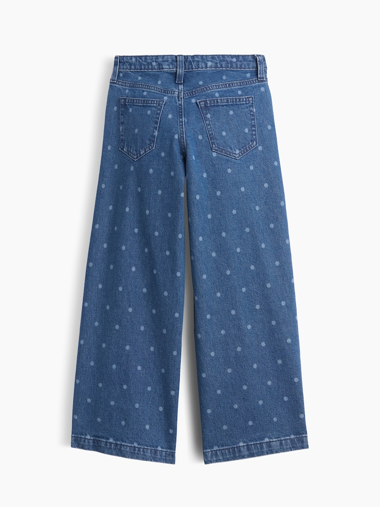 Kids High Rise Wide-Leg Ankle Jeans