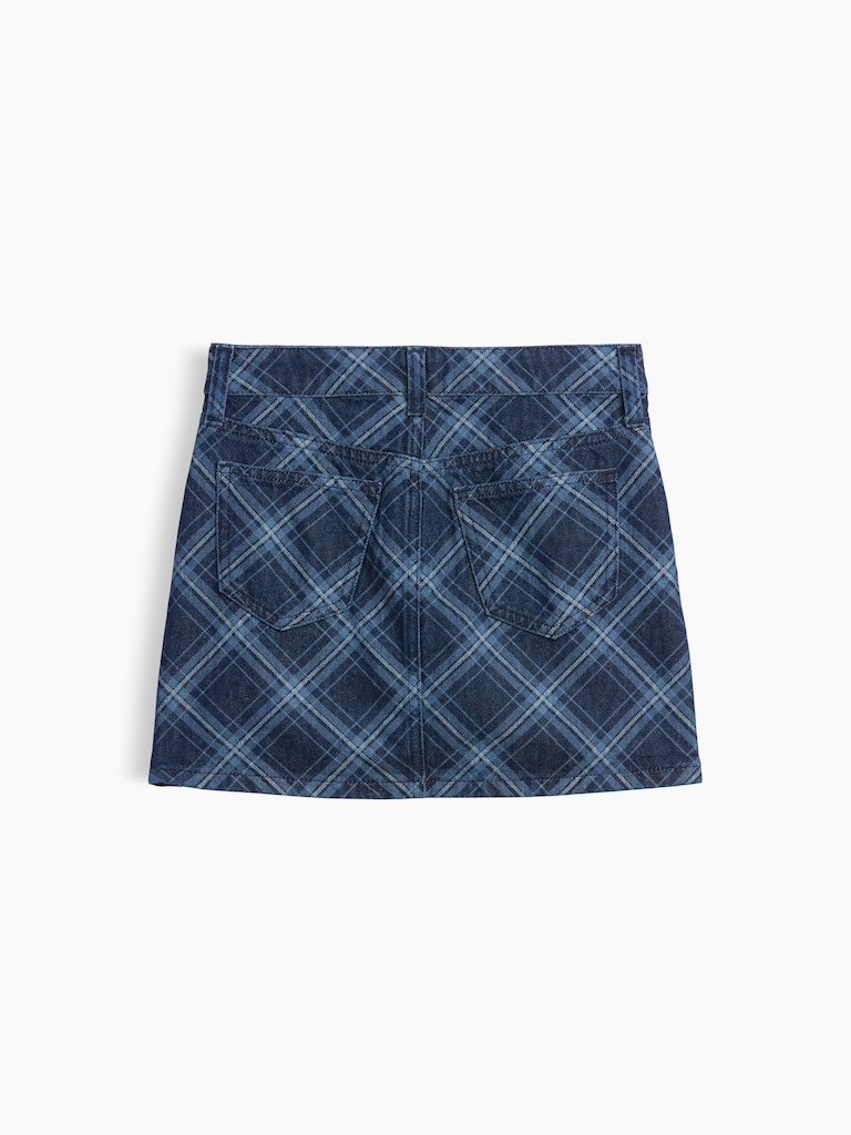 Kids Plaid Denim Skirt