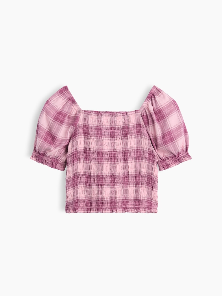 Kids Puff Sleeve Smocked Peplum Top