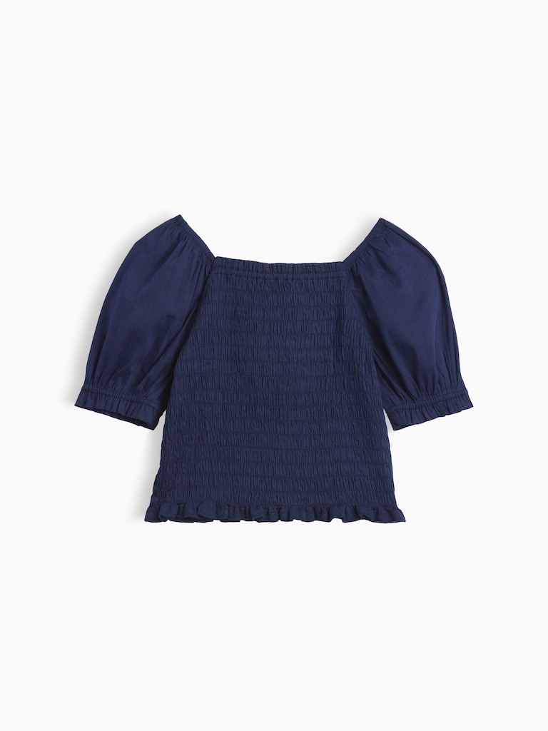 Kids Puff Sleeve Smocked Peplum Top