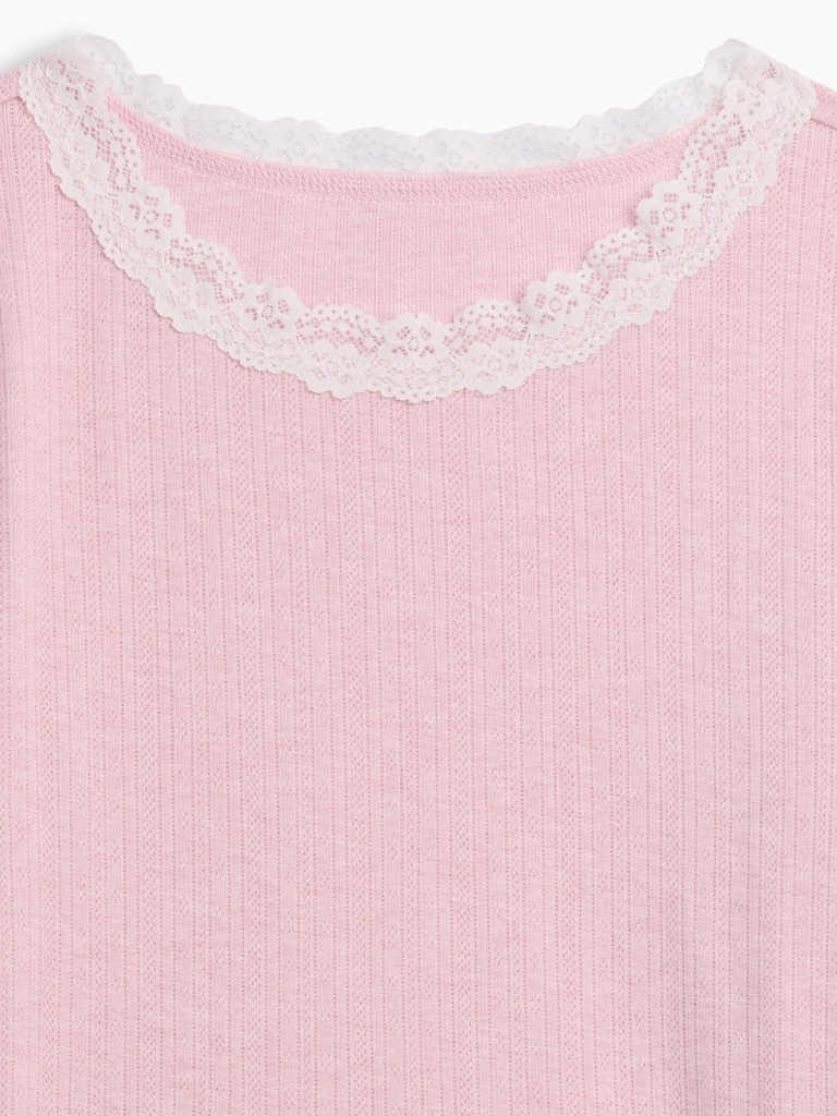 Kids Pointelle Lace-Trim Top