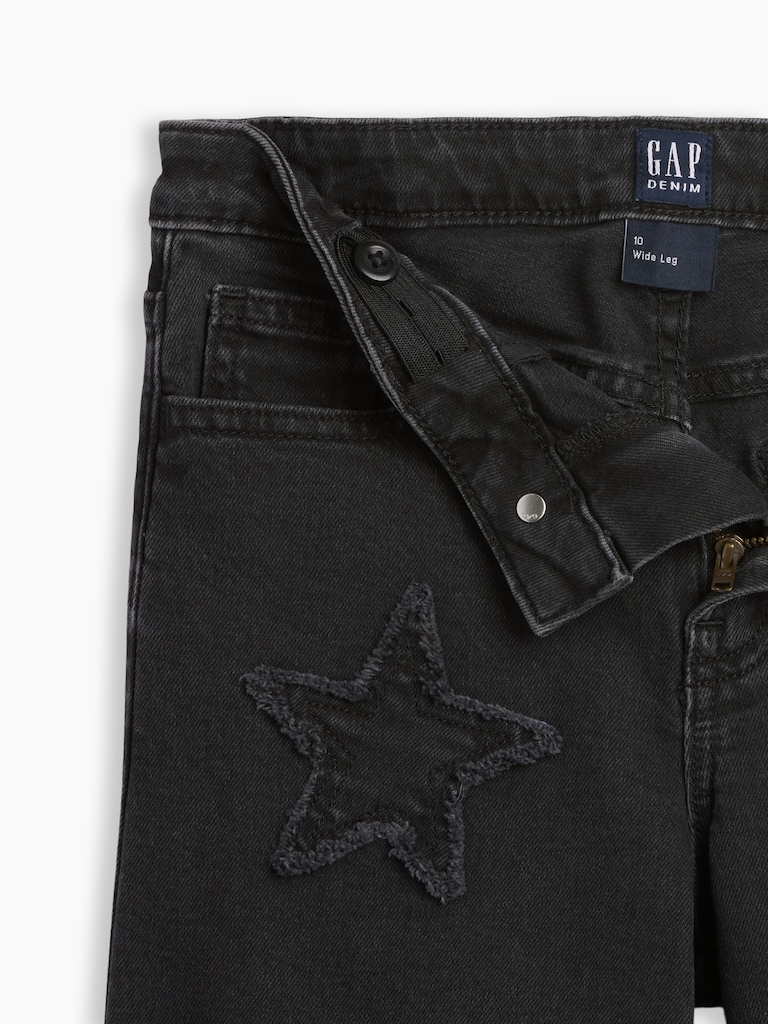 Kids High Rise Wide-Leg Ankle Jeans