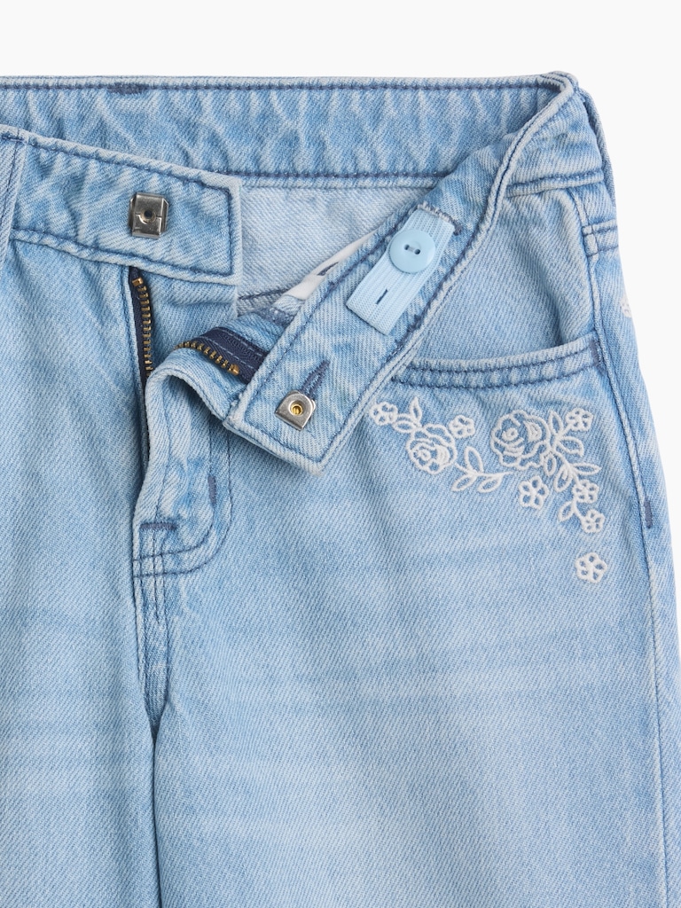 Kids High Rise Wide-Leg Ankle Jeans