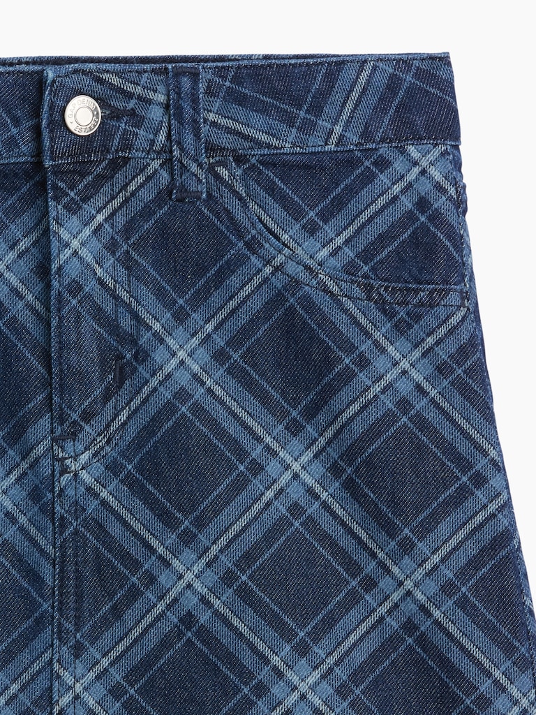 Kids Plaid Denim Skirt