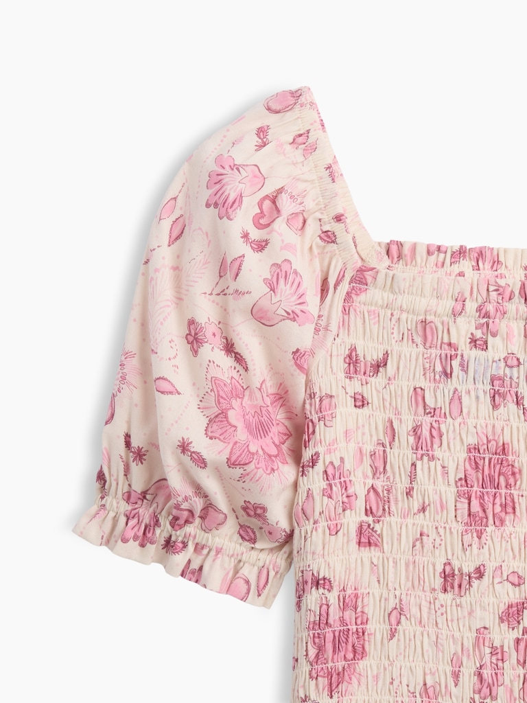 Kids Puff Sleeve Smocked Peplum Top