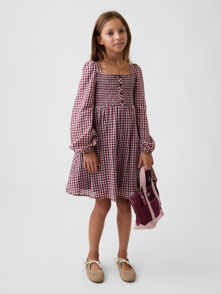 Kids Smocked Square-Neck Dress