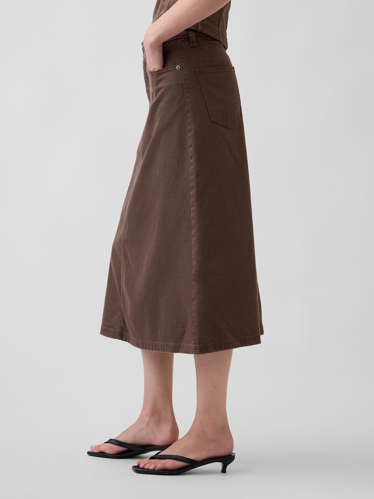Twill Midi Skirt