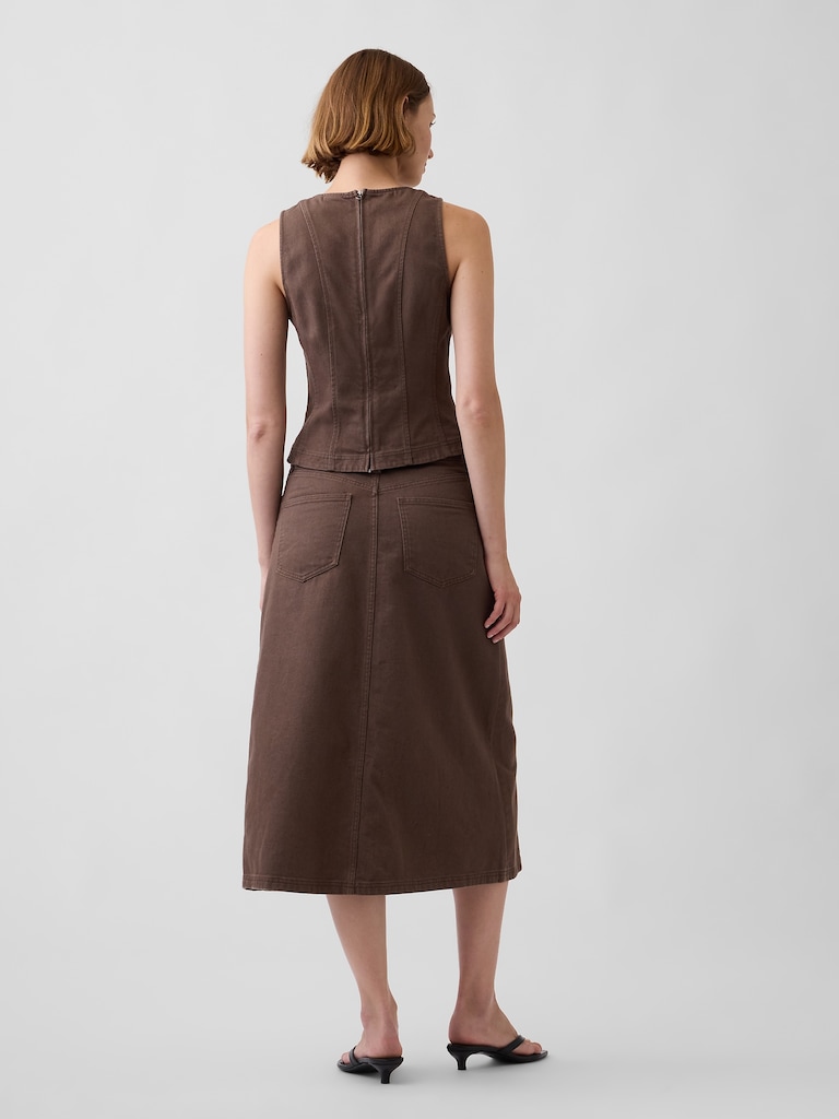 Twill Midi Skirt