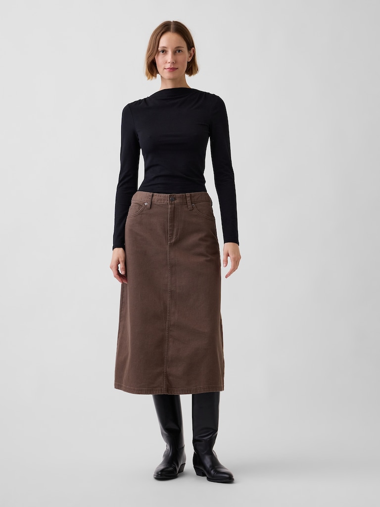 Twill Midi Skirt