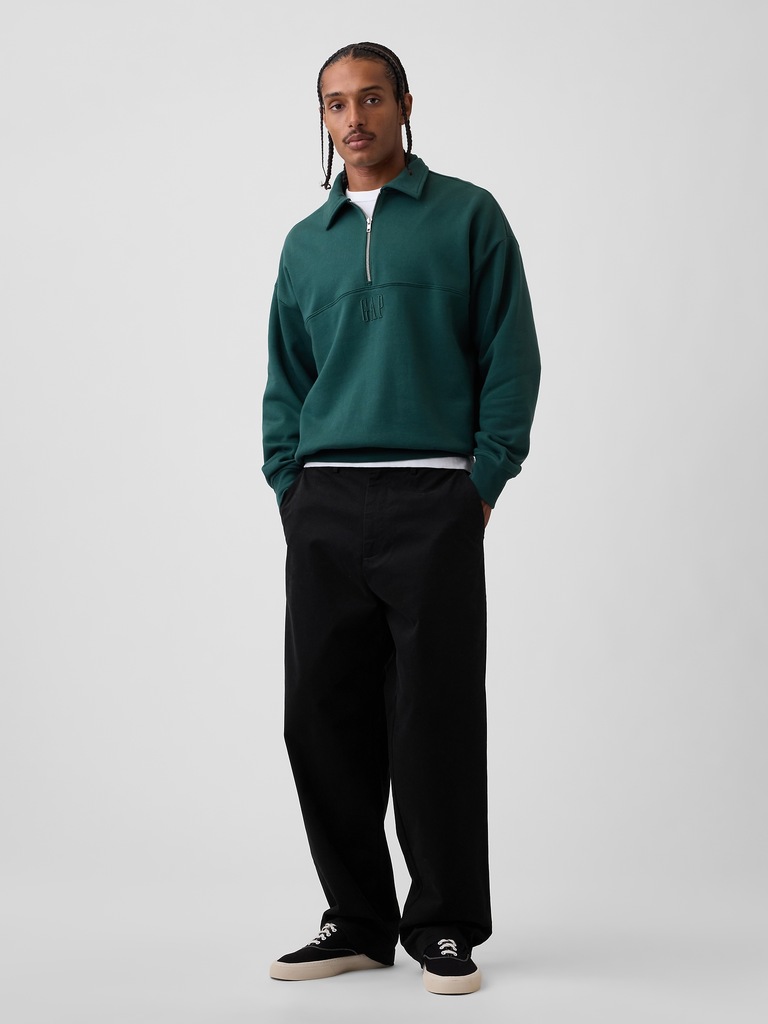 Heavyweight Oversized Logo Half-Zip Pullover