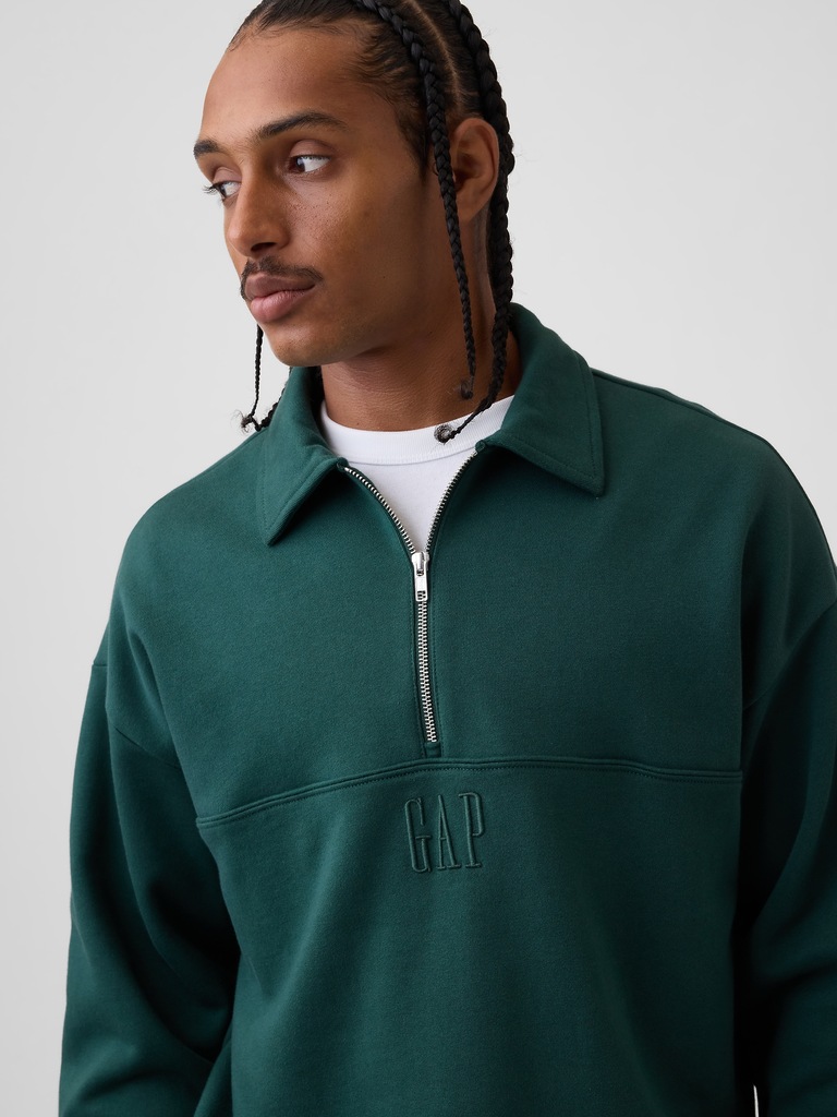 Heavyweight Oversized Logo Half-Zip Pullover