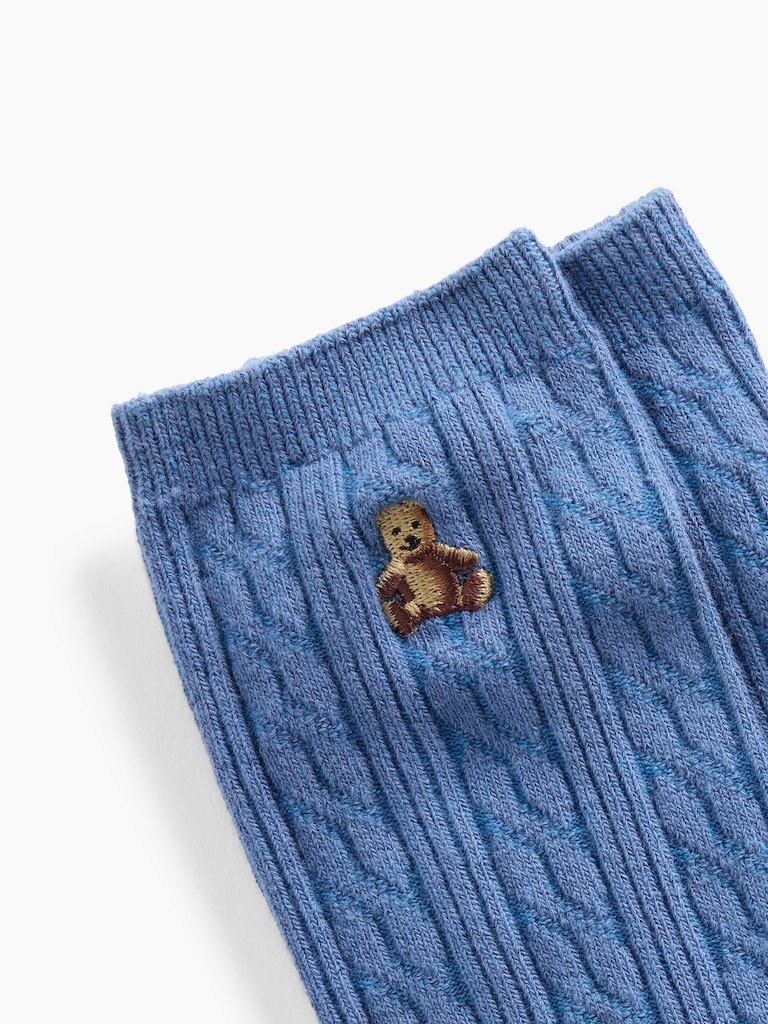 Brannan Bear Cable-Knit Crew Socks