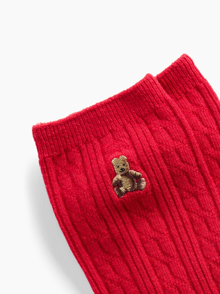 Brannan Bear Cable-Knit Crew Socks