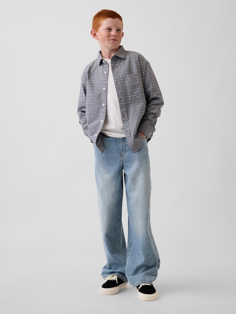 Kids Relaxed Plaid Oxford Shirt