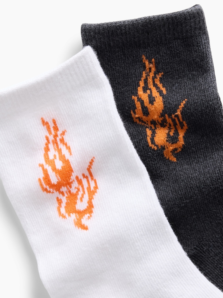 Kids Flame Crew Socks (2-Pack)