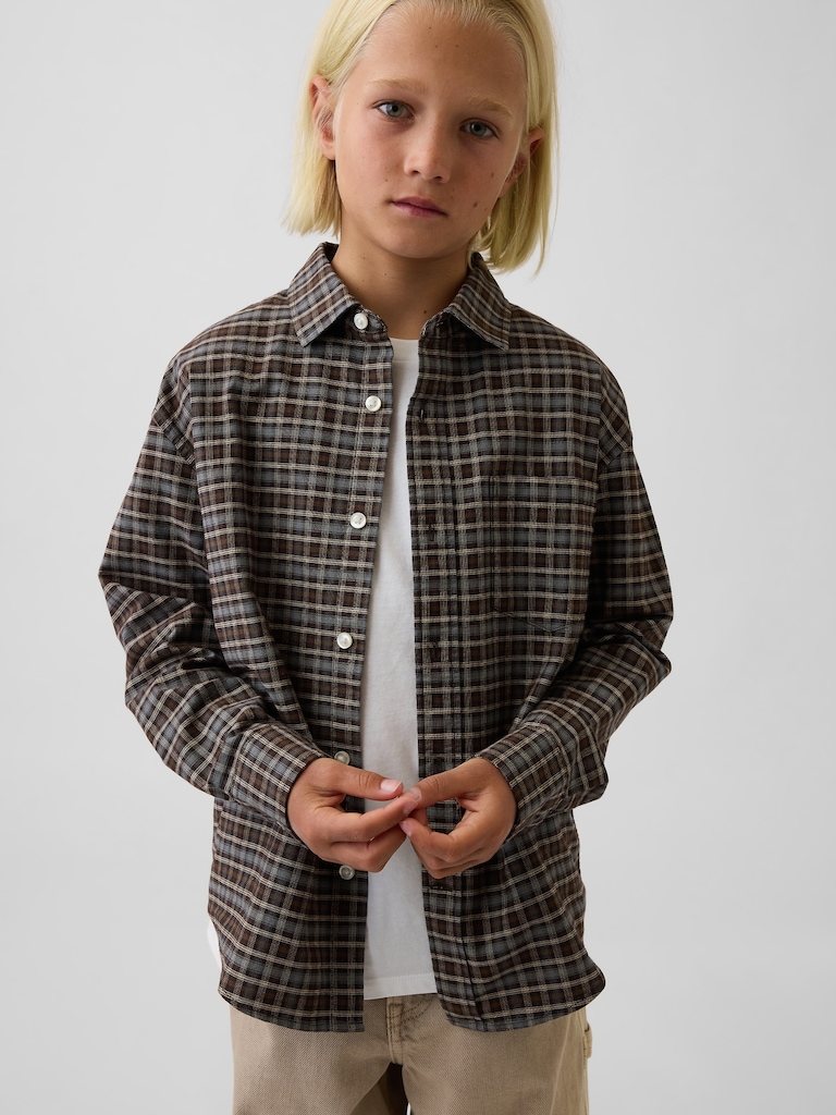 Kids Relaxed Plaid Oxford Shirt
