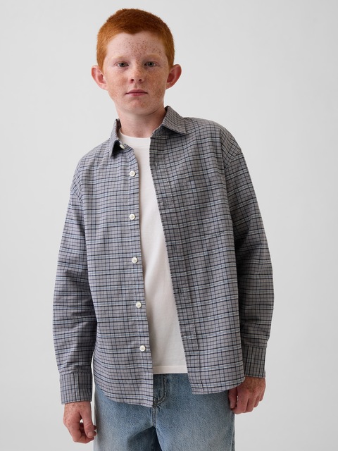 Kids Relaxed Plaid Oxford Shirt