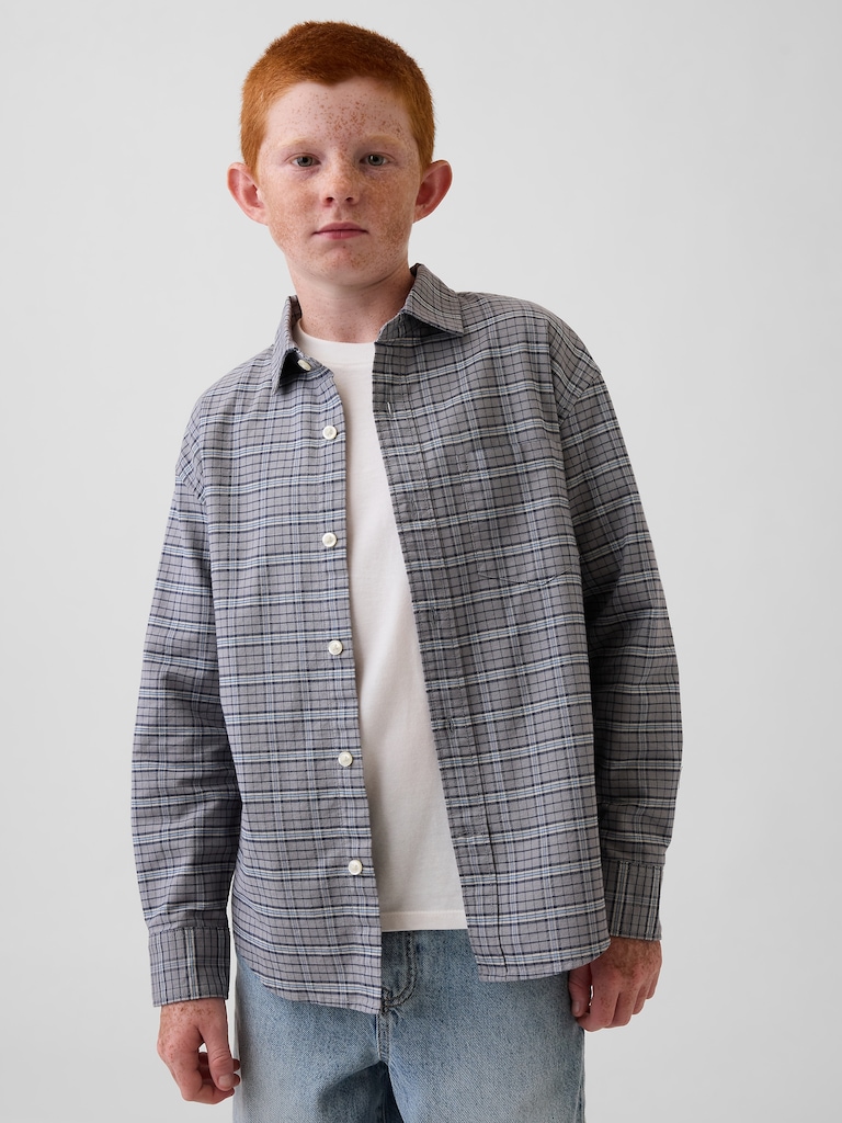 Kids Relaxed Plaid Oxford Shirt