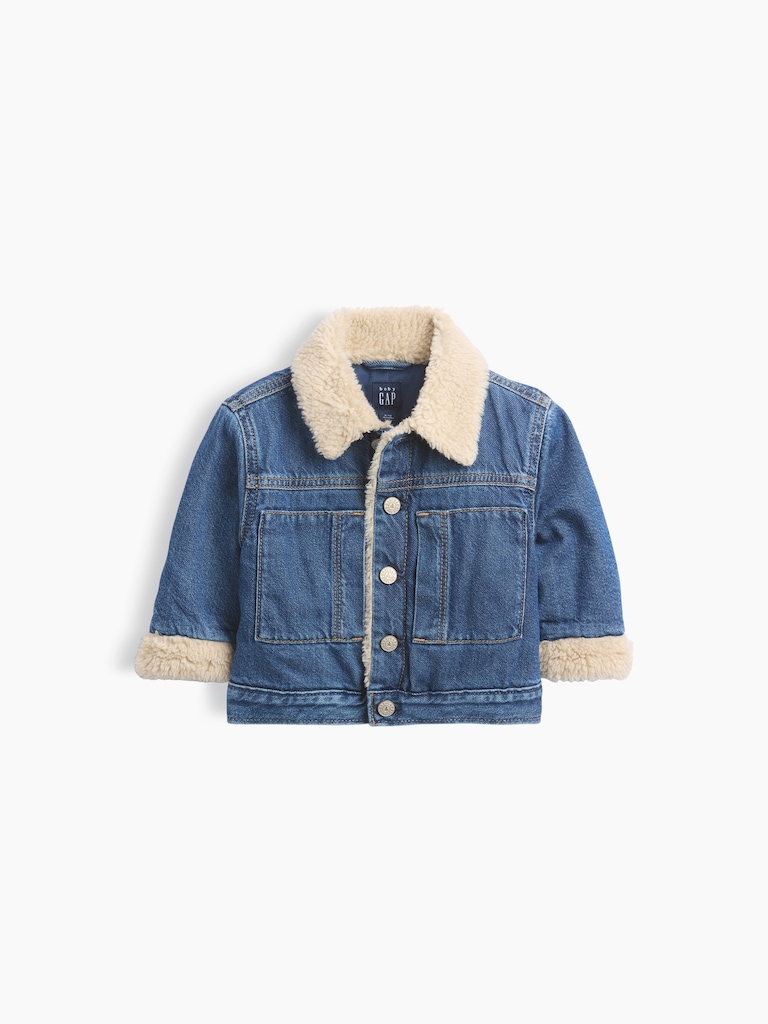 Baby Sherpa Bear Icon Denim Jacket