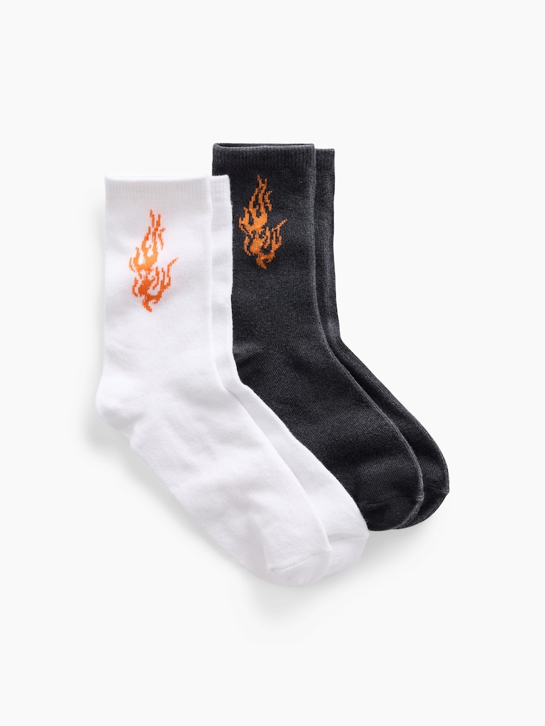 Kids Flame Crew Socks (2-Pack)