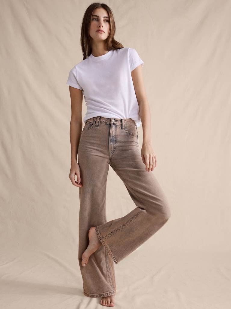 Airy Cotton Mock-Neck T-Shirt