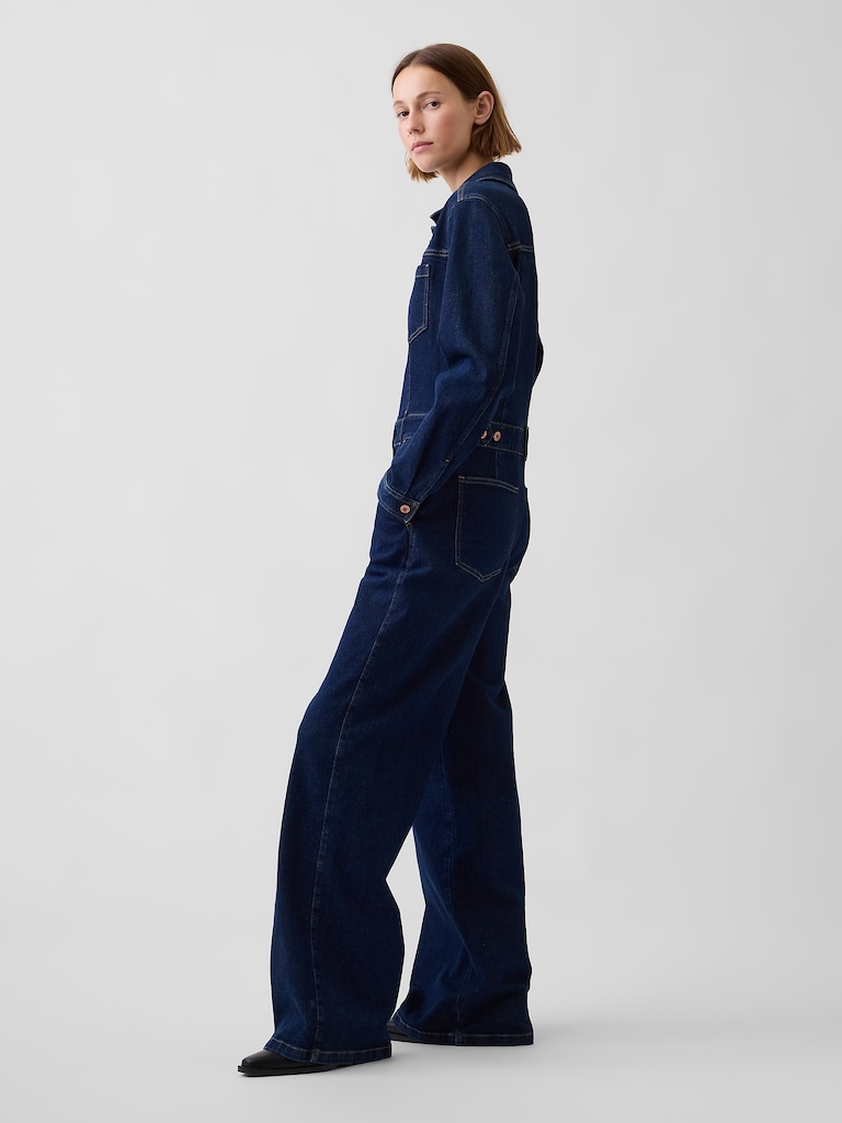 Denim Stride Wide-Leg Jumpsuit