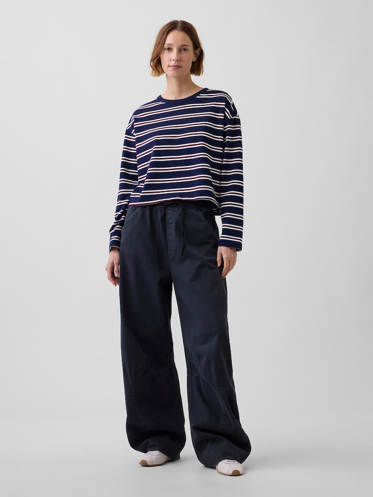 Knit Oversized Crop T-Shirt