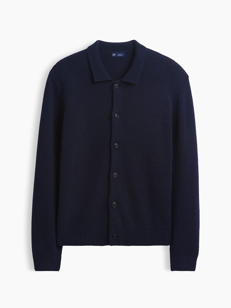 Relaxed Polo Cardigan Sweater