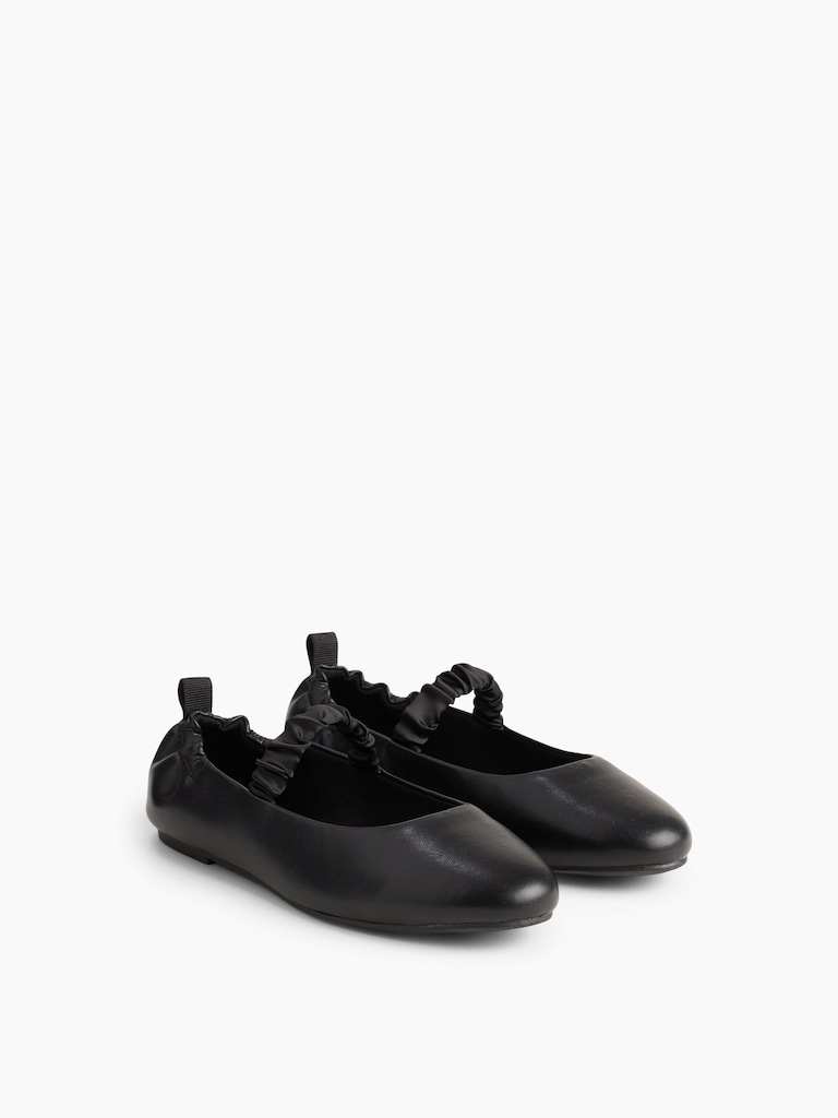 Kids Ruched Vegan Leather Flats