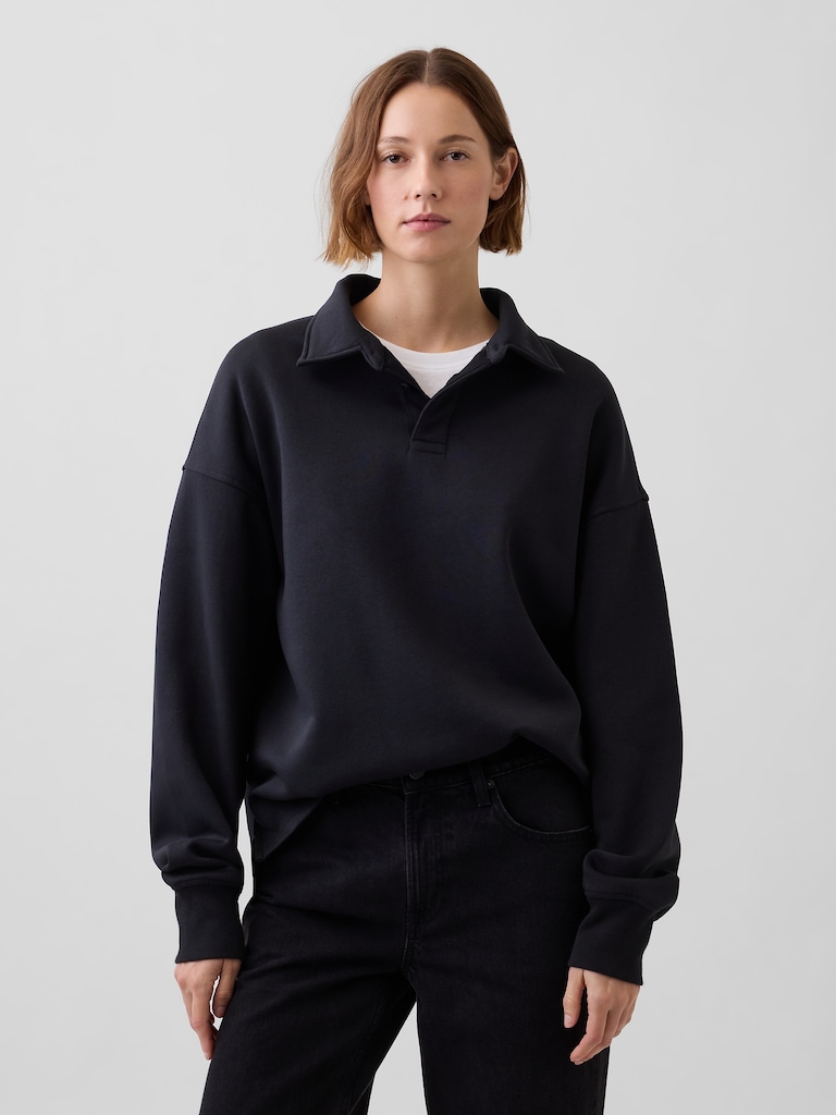 VintageSoft Oversized Polo Sweatshirt