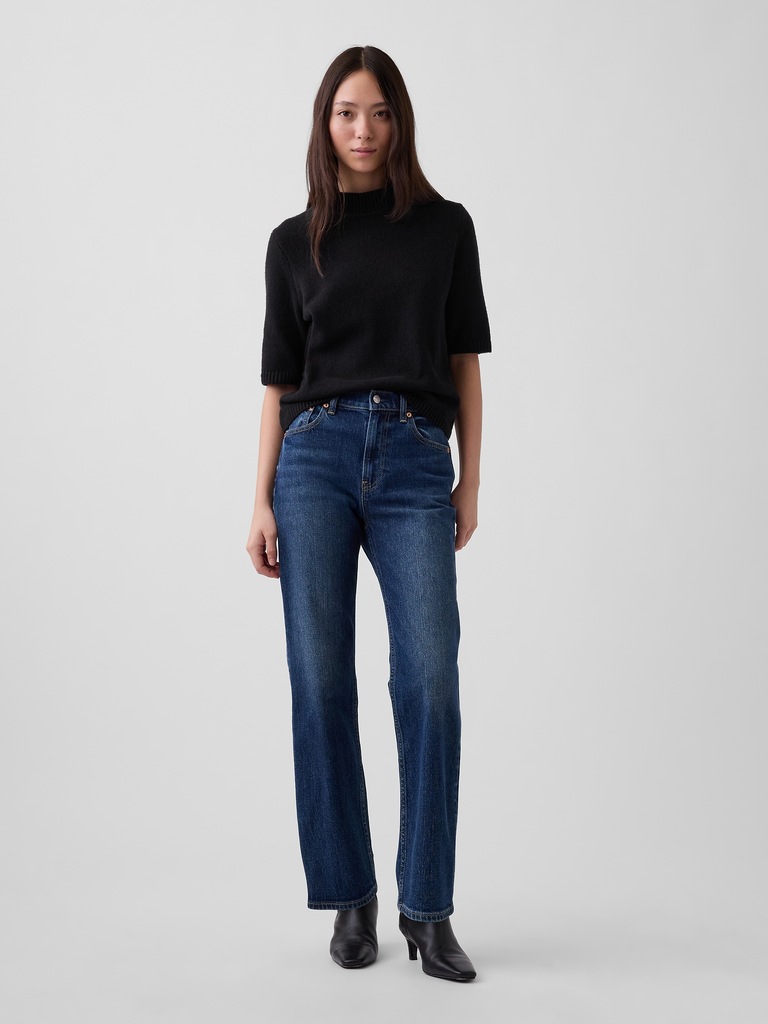 CashSoft Mockneck Elbow-Sleeve Sweater