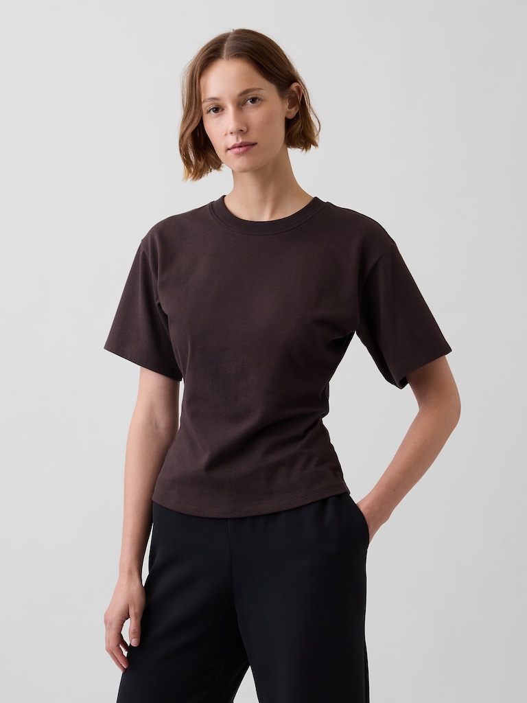 Knit Fitted-Waist T-Shirt