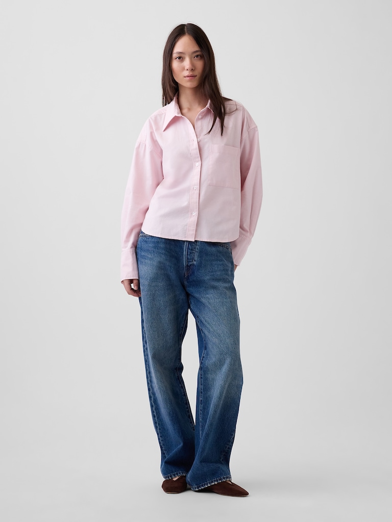 Organic Cotton Oversized Crop Oxford Shirt