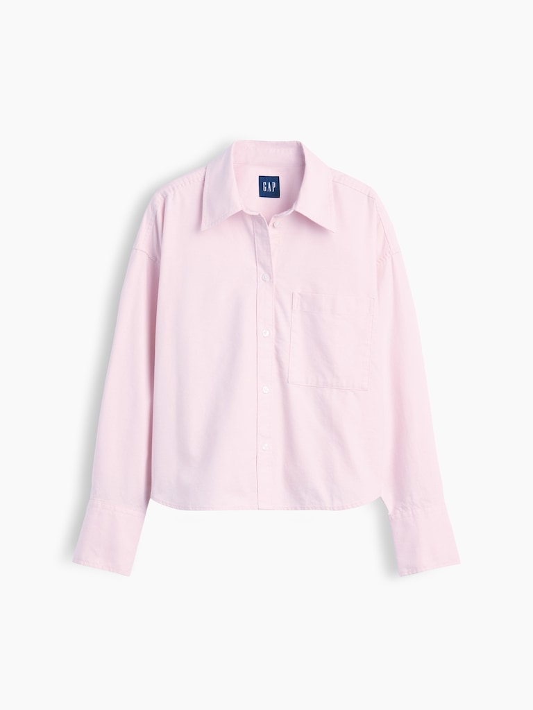 Organic Cotton Oversized Crop Oxford Shirt