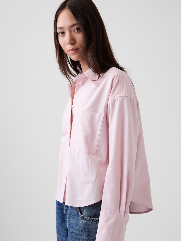 Organic Cotton Oversized Crop Oxford Shirt
